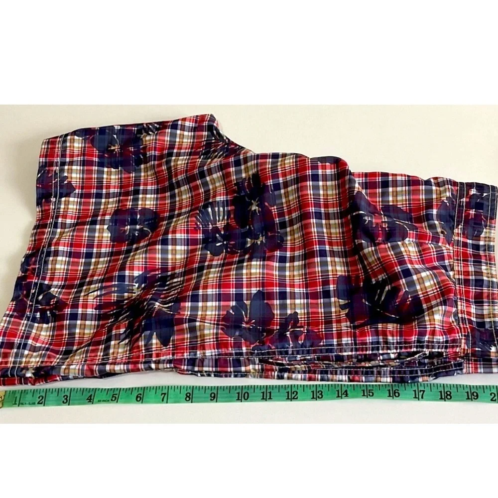 VTG Tommy Hilfiger Mens Lined Board Shorts plaid with palm trees Size LARGE - Picture 7 of 10